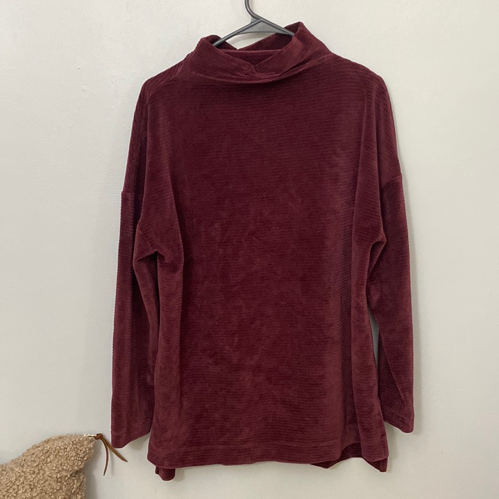 Velour Long Lined Cotton and Spandex Tunic Sweater top